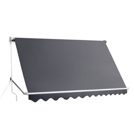 Instahut Window Fixed Pivot Arm Awning Outdoor Blinds Retractable Canopy3.1X2.1M.