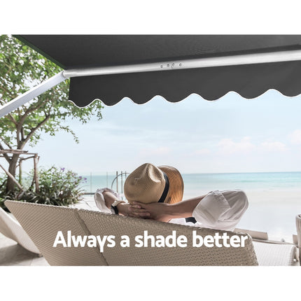 Instahut Window Fixed Pivot Arm Awning Outdoor Blinds Retractable Canopy3.1X2.1M.