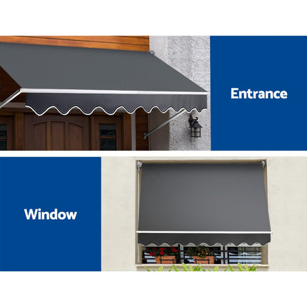 Instahut Window Fixed Pivot Arm Awning Outdoor Blinds Retractable Canopy3.1X2.1M.