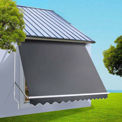 Instahut Window Fixed Pivot Arm Awning Outdoor Blinds Retractable Canopy3.1X2.1M.
