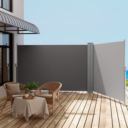 Instahut Side Awning Sun Shade Outdoor Retractable Privacy Screen 1.8X6M Grey.