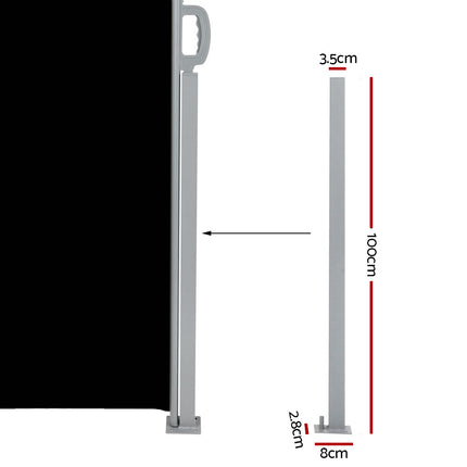 Instahut Side Awning Outdoor Blinds Sun Shade Retractable Screen 2X6M BK.
