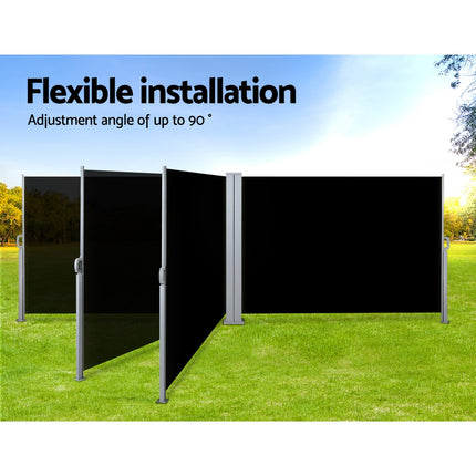 Instahut Side Awning Outdoor Blinds Sun Shade Retractable Screen 2X6M BK.