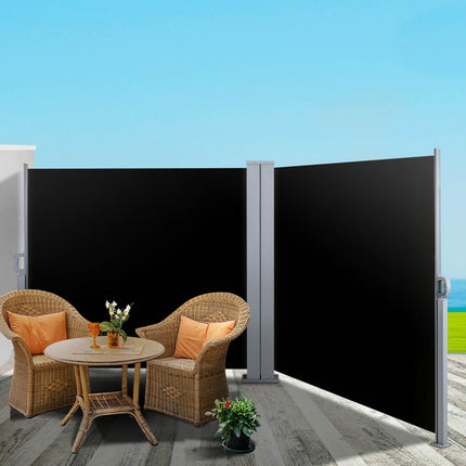 Instahut Side Awning Outdoor Blinds Sun Shade Retractable Screen 2X6M BK.