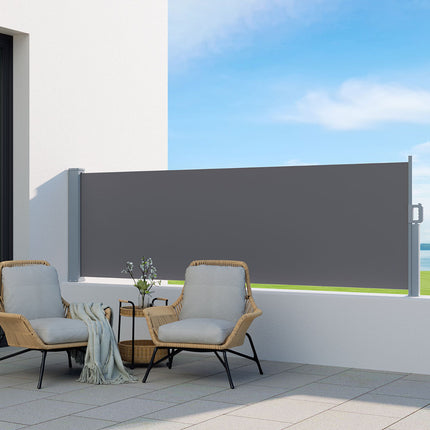 Instahut Side Awning Sun Shade Outdoor Blinds Retractable Screen 1X3M Grey.