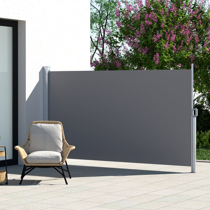 Instahut Side Awning Sun Shade Outdoor Retractable Privacy Screen 1.8X3M Grey.