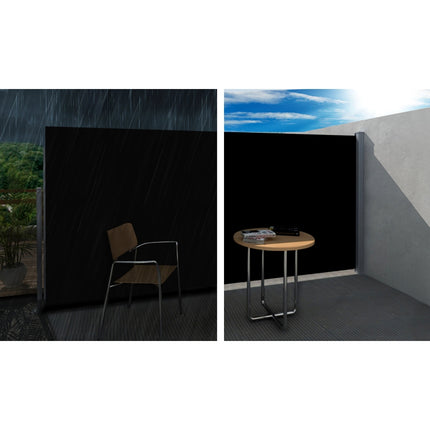 Instahut Side Awning Sun Shade Outdoor Retractable Privacy Screen 2X3M Black X2.