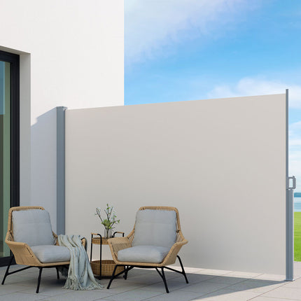 Instahut Side Awning Sun Shade Outdoor Blinds Retractable Screen 2X3M Cream.