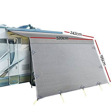 Weisshorn 18ft Caravan Awning Fabric & Privacy Screen RV Roll Out Sun Shade 5.2M.