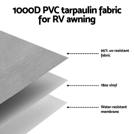 Weisshorn 18ft Caravan Awning Fabric & Privacy Screen RV Roll Out Sun Shade 5.2M.