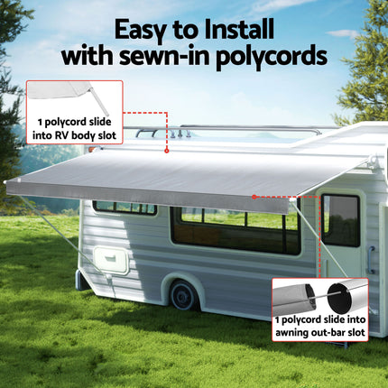Weisshorn 18ft Caravan Awning Fabric & Privacy Screen RV Roll Out Sun Shade 5.2M.