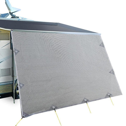 Caravan Privacy Screen Roll Out Awning 3.4x1.95M End Wall Side Sun Shade Grey.