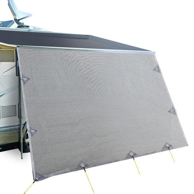 Caravan Privacy Screen Roll Out Awning 3.4x1.95M End Wall Side Sun Shade Grey.
