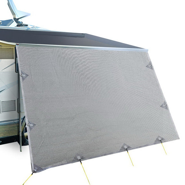 Caravan Privacy Screen Roll Out Awning 4.3X1.95M End Wall Side Sun Shade Grey.