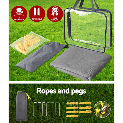 Caravan Privacy Screen Roll Out Awning 1.95 x 2.2M Sun Shade End Wall Side Grey.