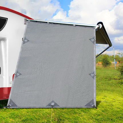 Caravan Privacy Screen Roll Out Awning 1.95 x 2.2M Sun Shade End Wall Side Grey.