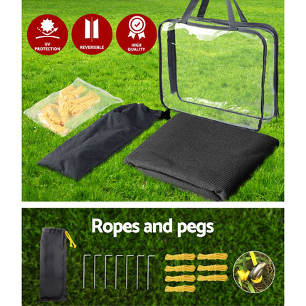 Caravan Privacy Screen Roll Out Awning 1.95x2.2M Sun Shade End Wall Side Black.