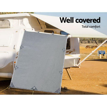 Caravan Privacy Screen Roll Out Awning 2.1x1.8M Sun Shade Pop Top End Wall Grey.