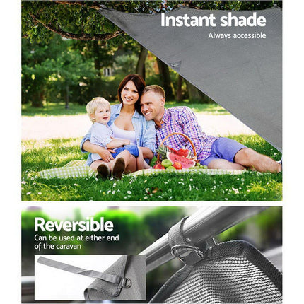 Caravan Privacy Screen Roll Out Awning 2.1x1.8M Sun Shade Pop Top End Wall Grey.