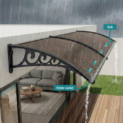 Instahut Window Awning Drainage 0.6mx0.6m Outdoor Brown.