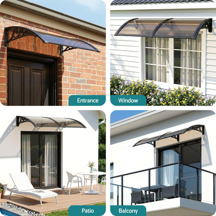 Instahut Window Awning Drainage 0.6mx0.6m Outdoor Brown.