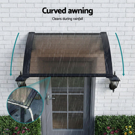 Instahut Window Awning Drainage 0.6mx0.6m Outdoor Brown.