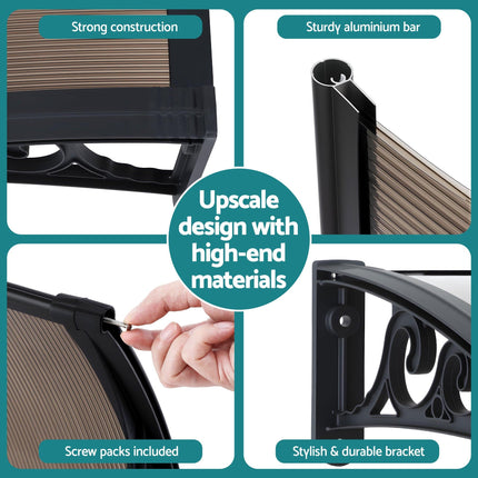 Instahut Window Awning Drainage 0.6mx0.6m Outdoor Brown.