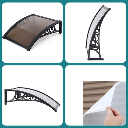 Instahut Window Awning Drainage 0.6mx0.6m Outdoor Brown.