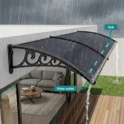Instahut Window Awning Drainage 0.6mx0.6m Outdoor Grey.