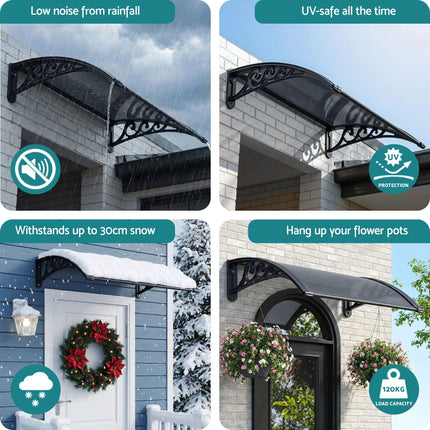 Instahut Window Awning Drainage 0.6mx0.6m Outdoor Grey.