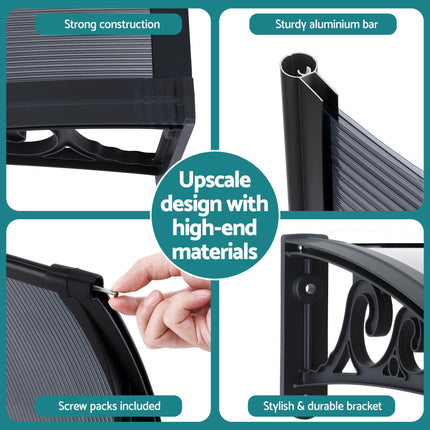 Instahut Window Awning Drainage 0.6mx0.6m Outdoor Grey.