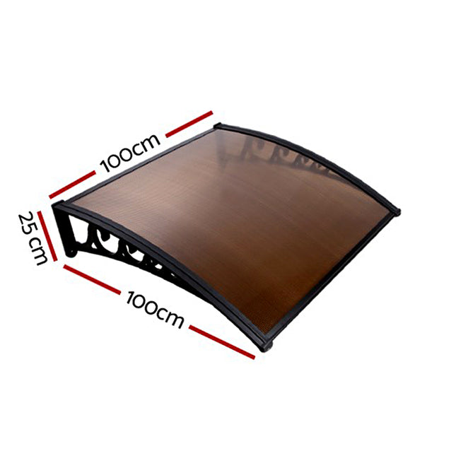 Instahut Window Door Awning 1mx1m Brown.