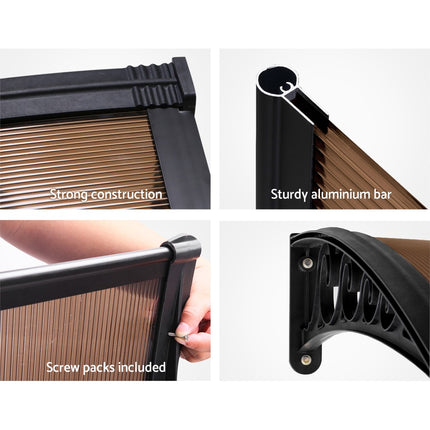 Instahut Window Door Awning 1mx1m Brown.