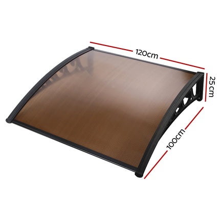 Instahut Window Door Awning 1mx1.2m Brown.