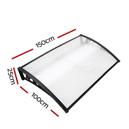 Instahut Window Door Awning 1mx1.5m Transparent.