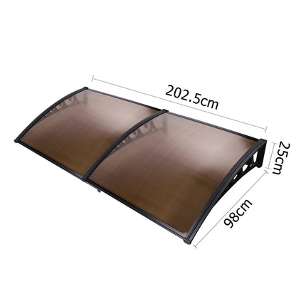 Instahut Window Awning Door Canopy 1m x 2m Brown.
