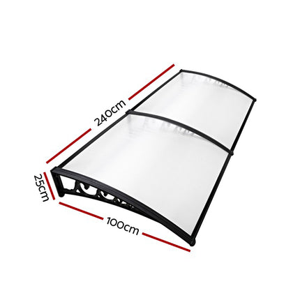 Instahut Window Door Awning 1mx2.4m Transparent.