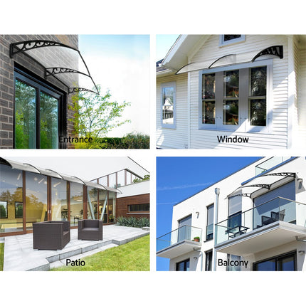 Instahut Window Door Awning 1mx2.4m Transparent.