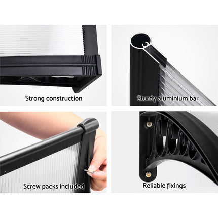 Instahut Window Door Awning 1mx2.4m Transparent.