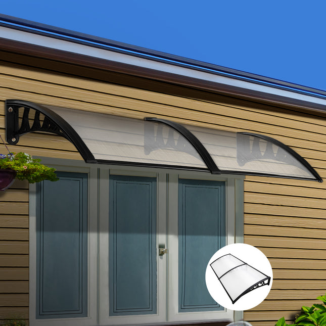 Instahut Window Door Awning 1mx2.4m Transparent.