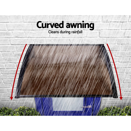 Instahut Window Door Awning 1mx2.4m Brown Hollow Sheet Plastic Frame.