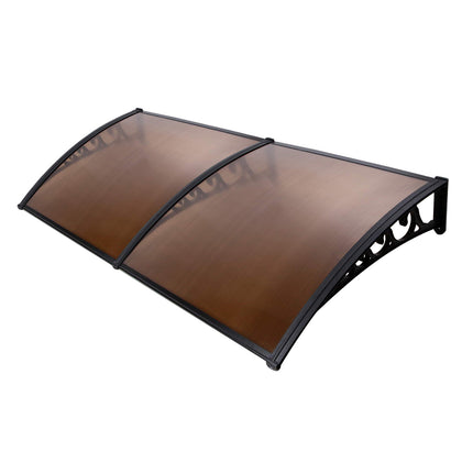 Instahut Window Door Awning 1mx2.4m Brown Hollow Sheet Plastic Frame.