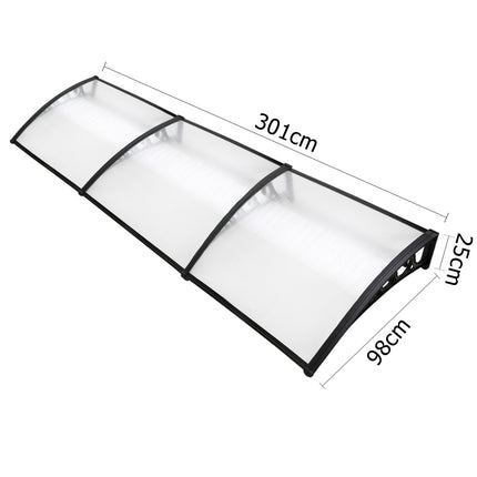 Instahut Window Door Awning 1mx3m Transparent.