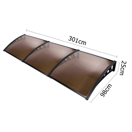 Instahut Window Door Awning 1mx3m Brown.