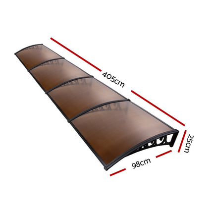 Instahut Window Door Awning 1mx4m Brown.