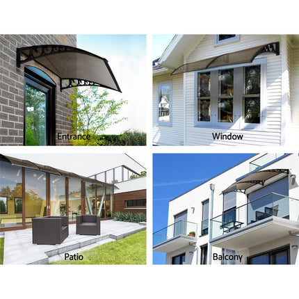 Instahut Window Door Awning 1mx4m Brown.