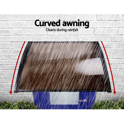 Instahut Window Door Awning 1mx4m Brown.