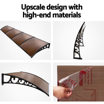 Instahut Window Door Awning 1mx4m Brown.