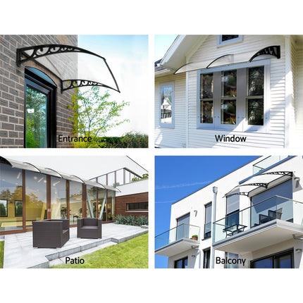 Instahut Window Door Awning 1mx6m Transparent Plastic Frame.