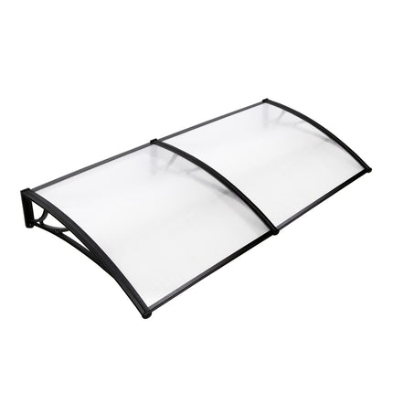 Instahut Window Door Awning Canopy 1mx2m Transparent Sheet Black Plastic Frame.